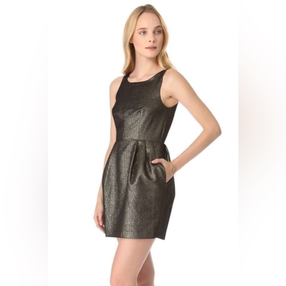 CLUB MONACO black gold metallic sleeveless dress (size 2)